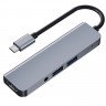 BRONKA Хаб Type-C 4в1 (HDMI x1 / USB 3.0 x2 / 3.5mm x1) серый космос (Г90-53479) - BRONKA Хаб Type-C 4в1 (HDMI x1 / USB 3.0 x2 / 3.5mm x1) серый космос (Г90-53479)